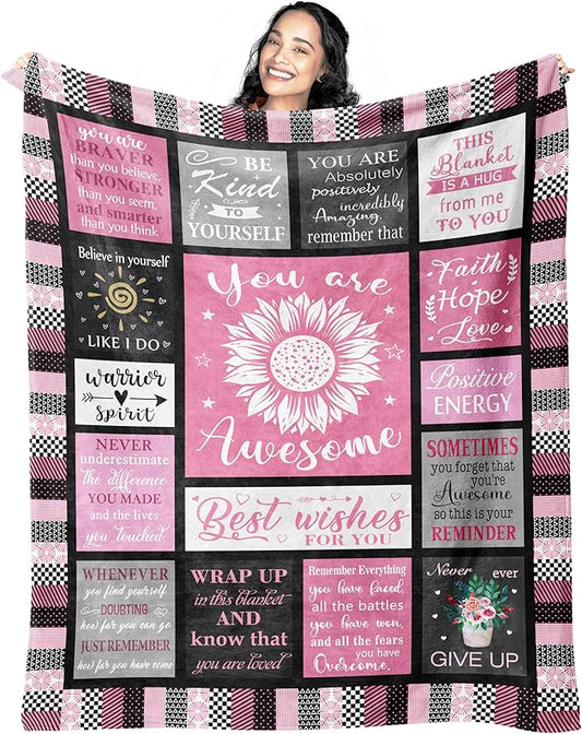 Get Well Soon Gifts for Women After Surgery, Inspirational/Sympathy/Relaxation/Spiritual/Motivational/Encouragement/You are Awesome Gifts for Women Blanket 60"x50"