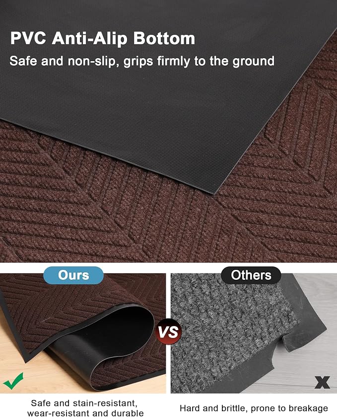 Front Door Mat Indoor Outdoor Entrance, 3' x 6' Heavy Duty Doormat for Entryway, Absorbent Low Profile Welcome Mats Non-Slip, Trap Dirt Durable Mats for Home, Patio, Garage - Image 7