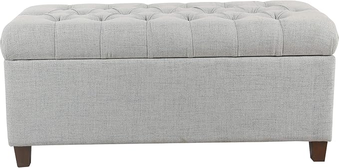 Homepop Home Decor Tufted Ainsley Button Storage Ottoman Bench with Hinged Lid Ottoman Bench with Storage for Living Room & Bedroom, Light Blue 18x40x18 Inches - Image 6