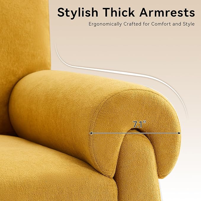 Accent Chairs Set of 2, Modern Living Room Chairs, Comfy Single Sofa Chair with Thick Cushion and Armrests, Upholstered Reading Club Chair, Arm Chair for Living Room Bedroom, Yellow