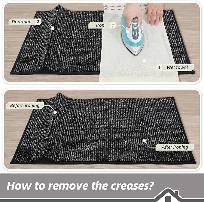 BEQHAUSE Dirt Trapper Door Mat 32" x 48", Non-Slip Washable Doormats Entrance Mat, Dirt Resistant and Absorbent Welcome Mat, Low Profile Floor Mats for Front Back Door and Entryway, Black - Image 9