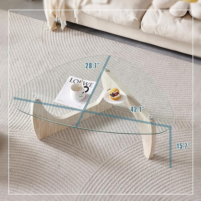 Btrpily Wooden Coffee Table - Modern Marble Coffee Table， Contemporary, Stylish, High-End Furnishing for Your Living Room (Marble Stone, Triangle)
