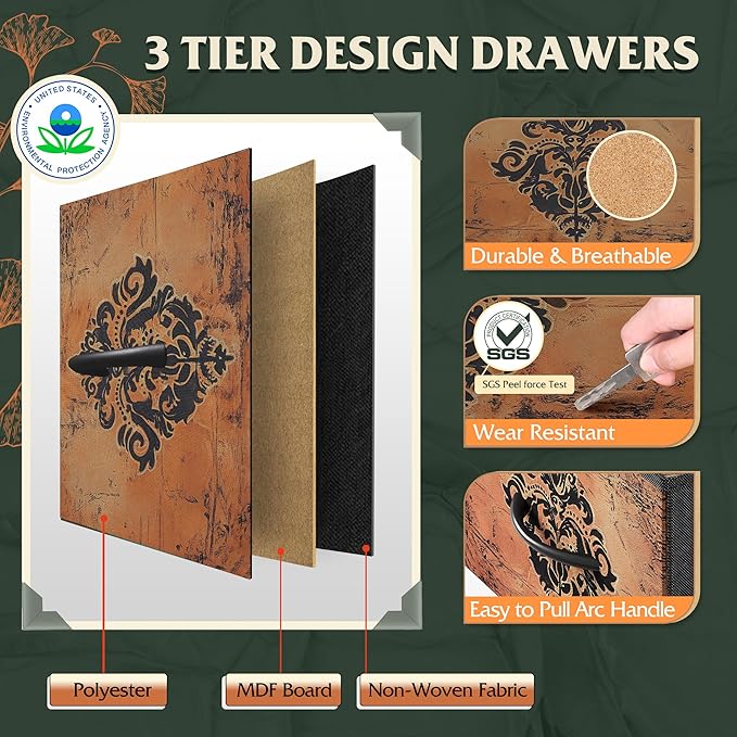 WLIVE Fabric Dresser for Bedroom, Tall Dresser with 8 Drawers, Storage Tower with Fabric Bins, Double Dresser, Chest of Drawers for Closet, Playroom, Dormitory, Pattern - Image 5