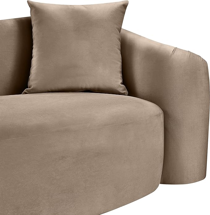 Meridian Furniture 44052Taupe-S Destin Collection Modern | Contemporary Sofa with Ultra Luxe Taupe 460 GSM Velvet, Rich Curves, 91" W x 34.5" D x 31" H, Taupe