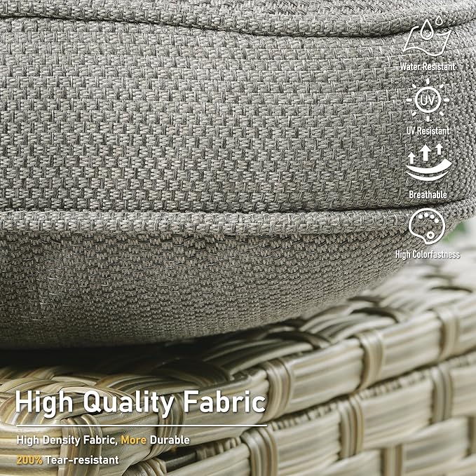 HOOOWOOO 3 Piece Patio Furniture Bistro Sets,Outdoor Wicker Swivel Rocking Chairs with Table Set,All Weather Resistant High Back Rattan Conversation Set(Dark Grey Gray)