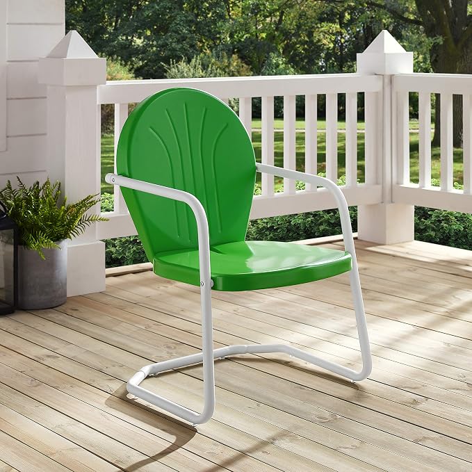 Crosley Furniture Griffith Outdoor Chair, Retro Metal Patio Chairs for Dining, Porch, Deck, Balcony, Grasshopper Green - Image 7