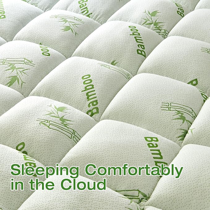Mattress Topper Twin XL Size Viscose Derived from Bamboo, Thick Soft Pillow Top Mattress Pad Cover for Back Pain, Mattress Protector with 8-21 Inch Deep Pocket, White