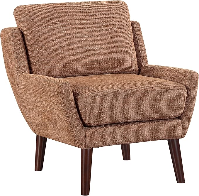 Lexicon Modern Wingback Accent Chair, Chenille Fabric Upholstered Lounge Reading Arm Chair, Solid Wood Legs for Living Room, Bedroom, Supportive Padded Pocket Coil Seat, Easy Assembly, Orange