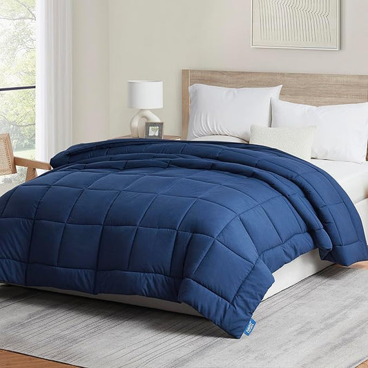 Nestl Down Alternative Comforter Twin Size, All Season Navy Duvet Insert With Corner Tabs, Quilted Bedding