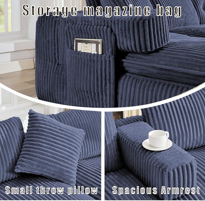 149" Oversized U Shaped Cloud Modular Sectional Sofa Boneless Couch with Double Chaise,Free Combination Convertible Floor Sofa Bed with Storage Pockets and Pillows | No Assembly