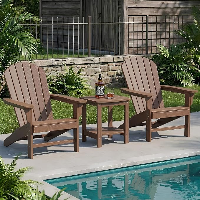 Y&M Outdoor Side Table, HIPS Adirondack Small Double Layer Table, Waterproof Square Outside Table, Balcony Modern End Tables for Patio, Pool, Beach, Porch, Deck, Indoor or Outdoor Use, Brown - Image 4