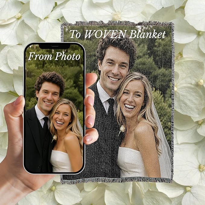 Pure Country Weavers Personalized Woven Photo Blanket 100% Cotton - Not Printed - Custom Gift Picture Tapestry Throw - Made in The USA (60x50)