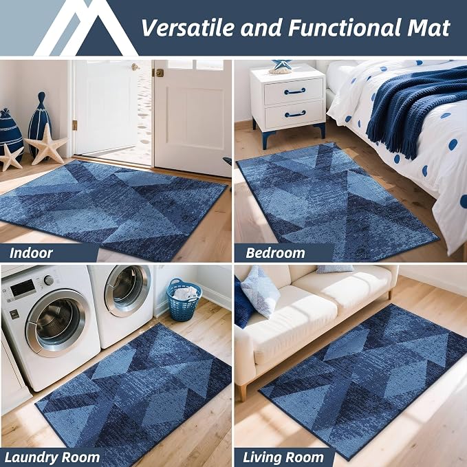 COSY HOMEER Entryway Rugs Doormat 20"x32", Non-Slip Absorbent Polyester, Washable Rugs for Front Door, Dirty Paws & High Traffic Areas, Blue - Image 7