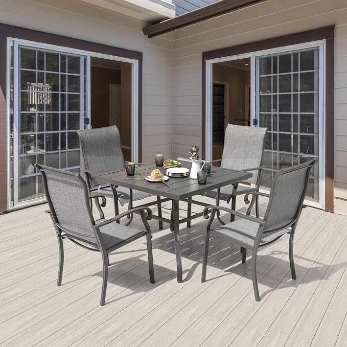 NUU GARDEN Patio Dining Chairs Set of 4, All Weather Textilene Patio Chairs,Powder-Coated Metal Frame Outdoor Patio Bistro Dining Chairs for Lawn Garden Backyard, Light Gray - Image 9