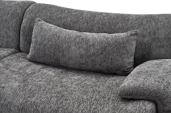 117" L-Shaped Compressed Sectional Cloud Sofa, Chenille Upholstered Modular Tufted Sofa with 4 Pieces, Modern Floor Boneless Foam Modular Cloud Couches for Living Room
