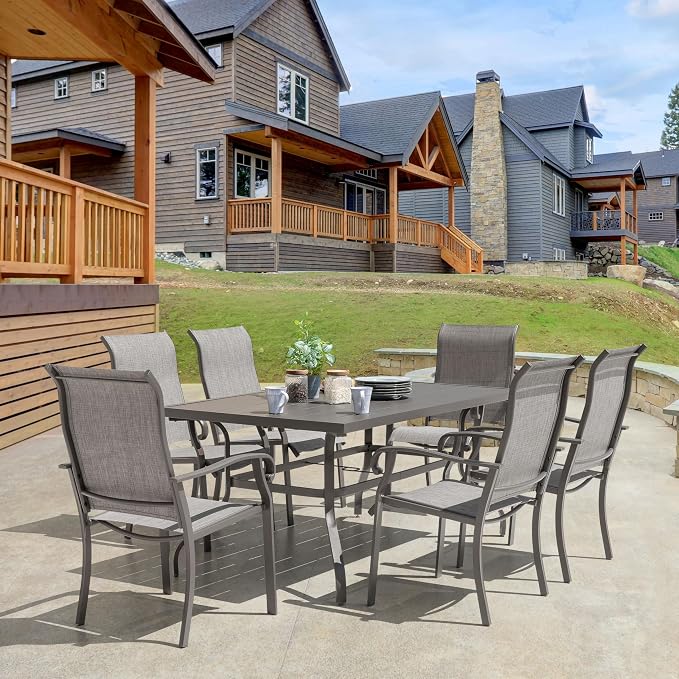 NUU GARDEN Patio Dining Chairs Set of 4, All Weather Textilene Patio Chairs,Powder-Coated Metal Frame Outdoor Patio Bistro Dining Chairs for Lawn Garden Backyard, Light Gray - Image 4