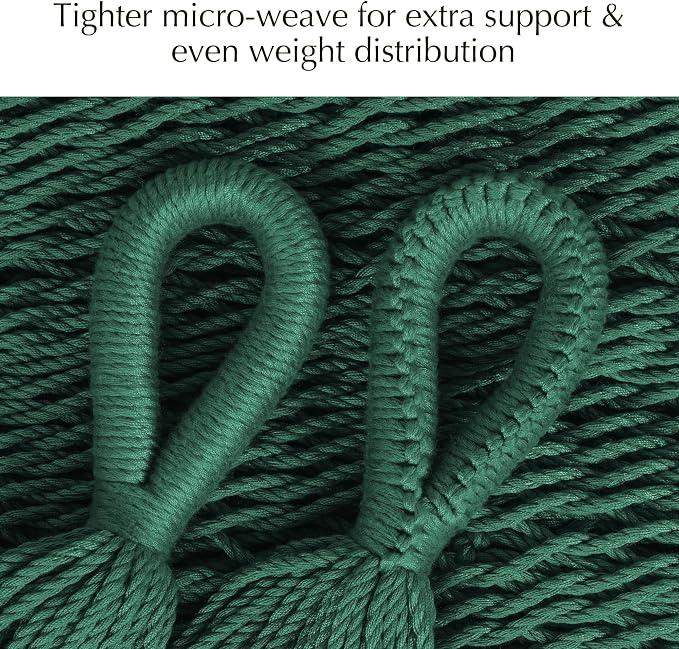 PNAEUT Handwoven Mayan Hammock, Thick Soft Rope Double Hammock for Outdoor Outside & Indoor, 600 lbs Capacity Heavy-Duty, Includes Tree Straps, Carabiners & Carrying Bag (Forest Green, X-Large) - Image 5