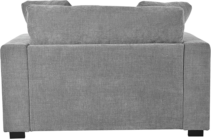 Christopher Knight Home Larrz Oversized Chaise Lounge Chair Indoor, Cozy Upholstered Sleeper Sofa Couch, Durable Wood Frame, Deep Seat Reading Chair with 2 Throw Pillows and Armrests, Gray
