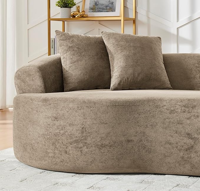 Curved Boneless Sofa Couches 4-Seat Tight Backrest Couch for Living Room Bedroom, Boneless Cloud Sofa with 4 Pillows, Floor Sofa in A Box No Assembly Required