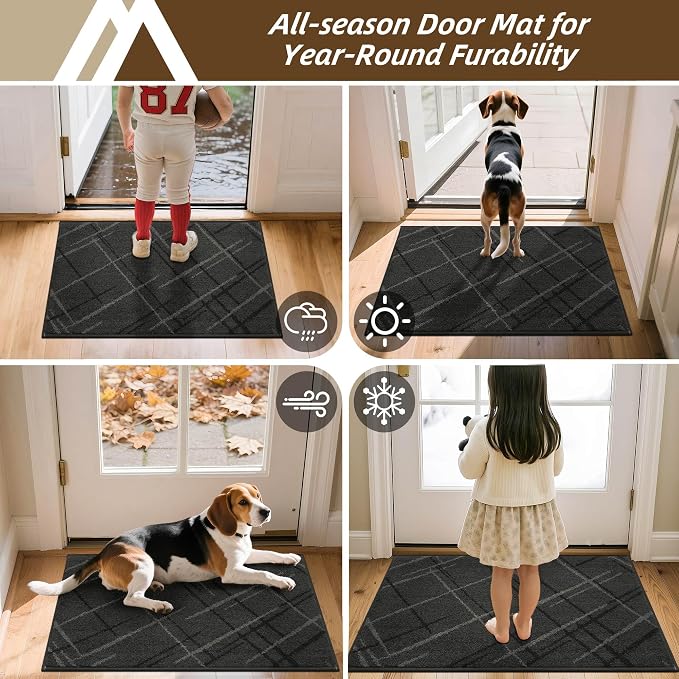 COSY HOMEER Front Door Mat Low Profile Non-Slip Doormat for Entryway, Absorbent Dirt Trapper Washable Entrance Mat, Sturdy Polyester Doormats (36"x24", Dark Gray) - Image 8