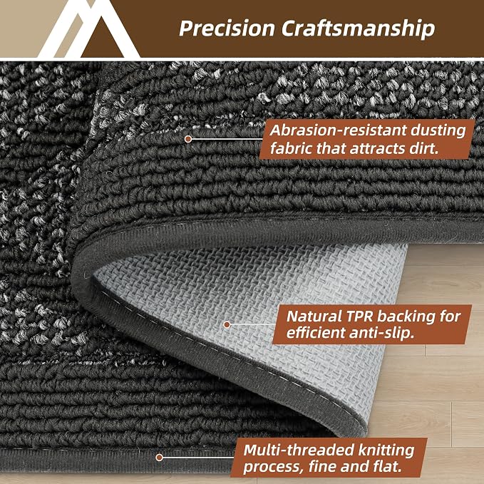COSY HOMEER Non-Slip Door Mat 36"x60", Entryway Rugs Low Profile Absorbent Dirt Trapper Doormat for Front Entrance, Washable Polypropylene Entry Mat (Dark Grey) - Image 3
