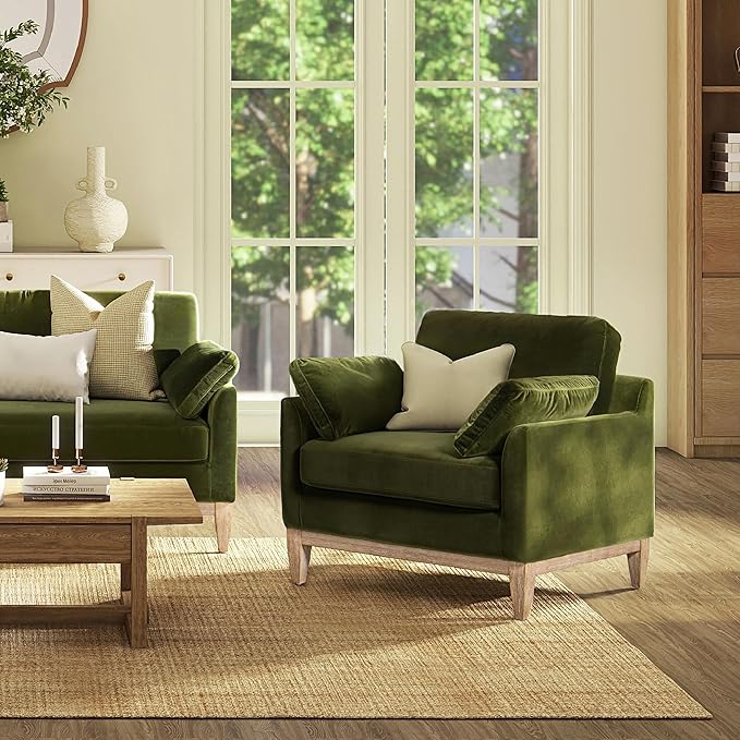 Jennifer Taylor Home Pasadena 36" Wide Modern Farmhouse Accent Arm Chair, Olive Green
