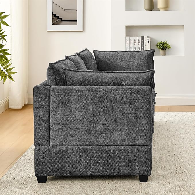Flexible Combination Convertible Modular Sectional Sofa,140" Oversized U Shaped Cloud Couches with 2 Movable Ottomans,6-Seat Chenille Combination Sofa Set for Living Room | Layer Cushions