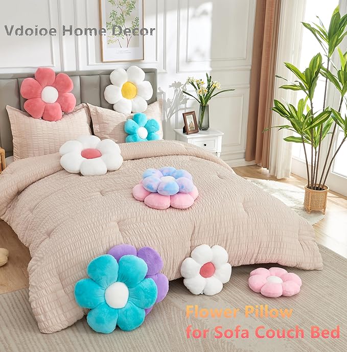 Pink Flower Pillow,Flower Shaped Throw Pillow 19.6In Daisy Pillow Cute Flower Seating Cushion Cute Home Decor& Plush Pillow for Sofa Couch Bed