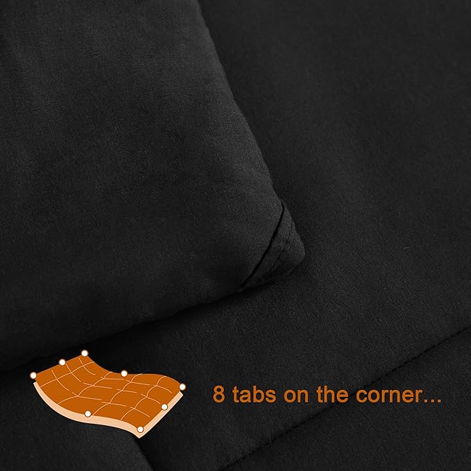 NTBAY Twin Comforter - Down Alternative Comforter Duvet Insert, All Season Bedding Quilted Duvet Insert with Corner Tabs, Machine Washable, Black