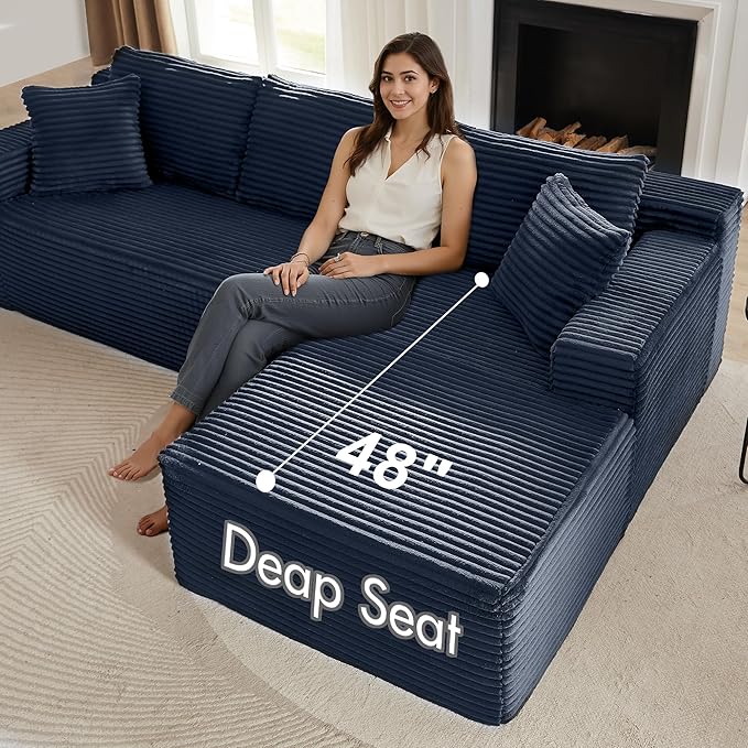 103" Modular Sectional Sofa, L-Shape Sectional Couch with Chaise and Deep Seat,Upholstered Couches for Living Room Bedroom, No Assembly Required