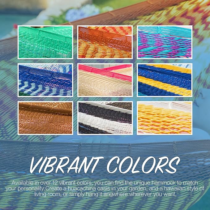 PNAEUT Handwoven Mayan Hammock, Thick Soft Rope Double Hammock for Outdoor Outside & Indoor, 600 lbs Capacity Heavy-Duty, Includes Tree Straps, Carabiners & Carrying Bag (Sunset, X-Large) - Image 7