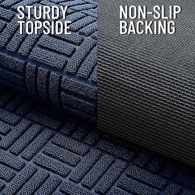 OLANLY Front Door Mat Outside Entrance 47x17, Absorbent, Heavy Duty Sturdy Natural Rubber Doormat Indoor Outdoor, Non-Slip, Stain and Fade Resistant, Low Profile Floor Mat for Entryway, Navy Blue - Image 4