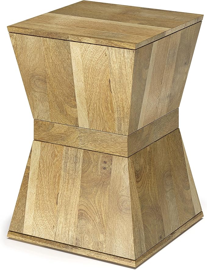SIMPLIHOME Westfield SOLID MANGO WOOD 14 inch Wide Square Boho Side Table in Natural, Fully Assembled for the Living Room and Bedroom