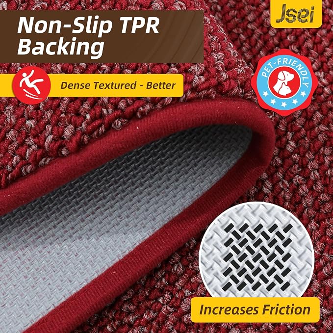 JSEI Dirt Trapper Door Mat 24"x36" Non-Slip Washable Entrance Mat, Dog Doormats, Absorbent & Fade-Resistant Floor Mats, Low Profile Welcome Mats for Entryway, Front Door, and Inside Entrance, Red - Image 6