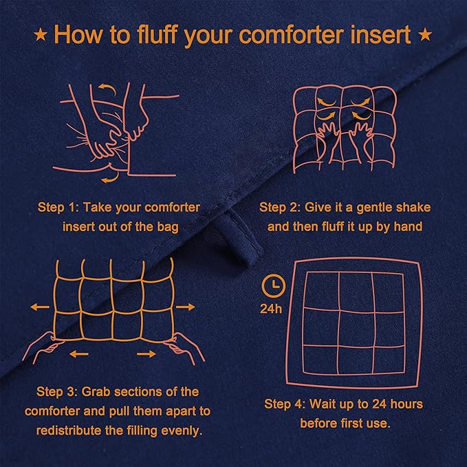 NTBAY Twin Comforter - Down Alternative Comforter Duvet Insert, All Season Bedding Quilted Duvet Insert with Corner Tabs, Machine Washable, Navy Blue