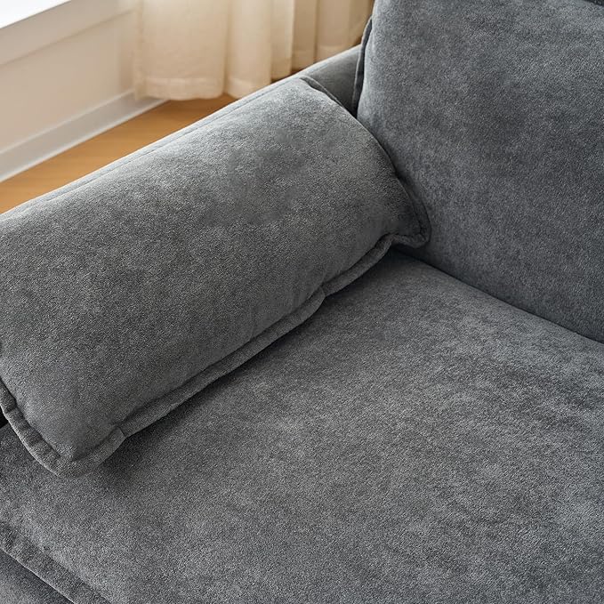 109-Inch U-Shaped Sectional Cloud Sofa Oversized Modular 5 Seaters Sofa Couch with 2 Ottoman Chaise and Pillow Armrest, Chenille Upholstered Convertible Cloud Couch