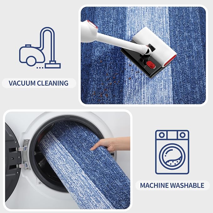Kitinjoy Indoor Outdoor Door Mat, 59x20 Non-Slip Absorbent Dirt Trapper, Low-Profile Washable Inside Entrance Front Floor Mat, Sturdy Soft Entry Doormats for Entryway, Navy Blue - Image 5