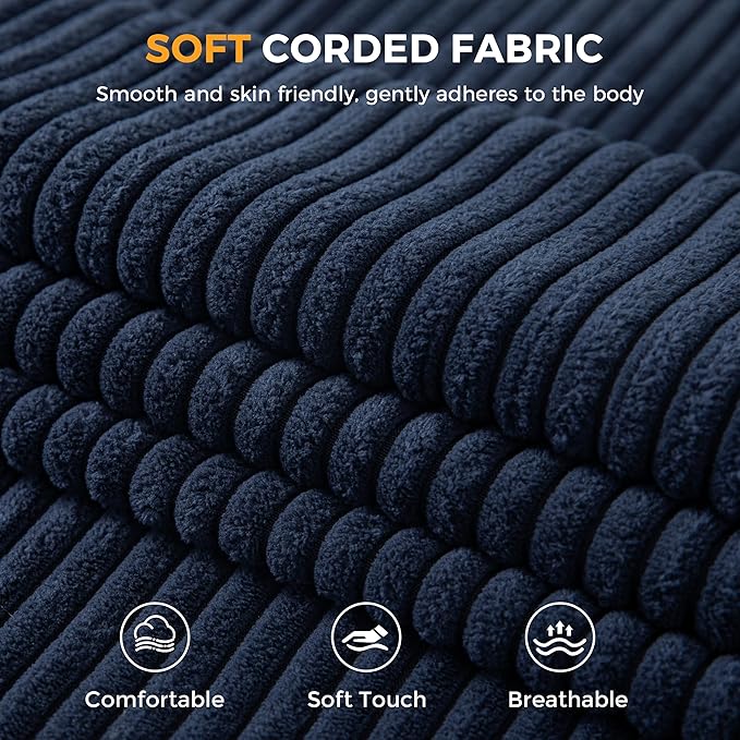 MAXYOYO Oversized Loveseat Sofa Couch, Upholstered Bean Bag Chair Cloud 3-Seat for Adults, Boneless Couch with Tufted Cushion & Pillows, Sofa in A Box, No Assembly Required, Navy