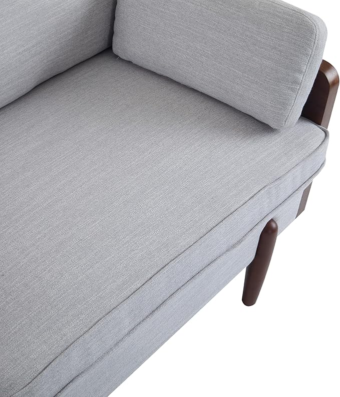 Christopher Knight Home Arboris Modern Rubberwood Frame, Fabric Upholstered Loveseat, Living Room/Bedroom/Apartment Couch/Sofa with Toss/Back Pillows and Removable Cushions, Light Gray+Light Walnut