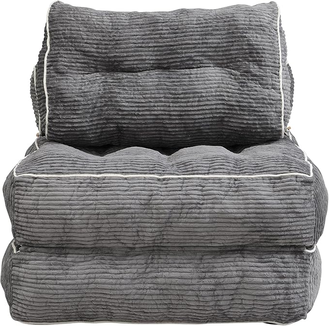 Ball & Cast Folding Sofa Bed, Futon Couch Bed with Pillow and Backrest, Convertible Sleeper Chair Comfy Floor Sofa for Living Room Bedroom,Gray