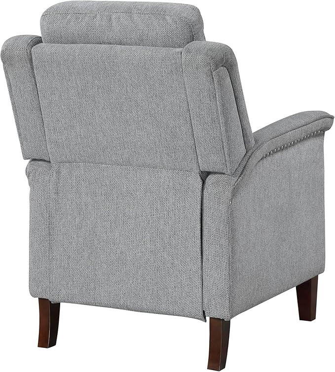 Lexicon Push Back Recliner Chair with Footrest, Reclining Sofa Armchair, Modern Chenille Fabric Recliner with Nailhead Trim for Living Room/Office/Apartment, Gray