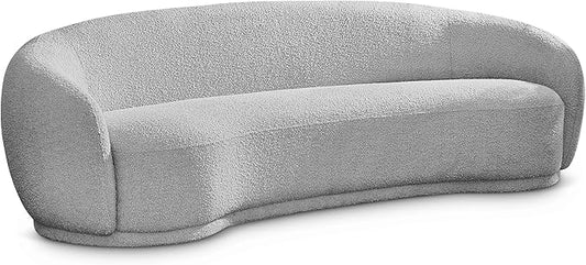 Meridian Furniture 693Grey-S Hyde Collection Modern | Contemporary Boucle Fabric Upholstered Sofa, Grey, 89.5" W x 38" D x 28" H