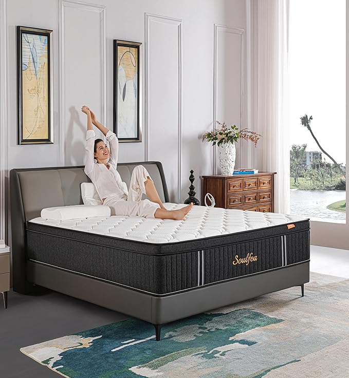 Soulfea Full Size Mattress,10 Inch Hybrid Full Mattress in a Box with Memory Foam & Individual Pocket Spring for Edge Support,Pressure Relief,Medium Firm,CertiPUR-US.