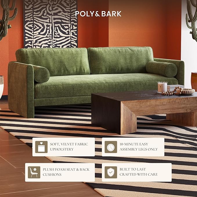 Poly & BARK Fano 99" Sofa with Wide Seating Profile, Clean Tailored Upholstery, and Modern Linear Design for Open Living Rooms