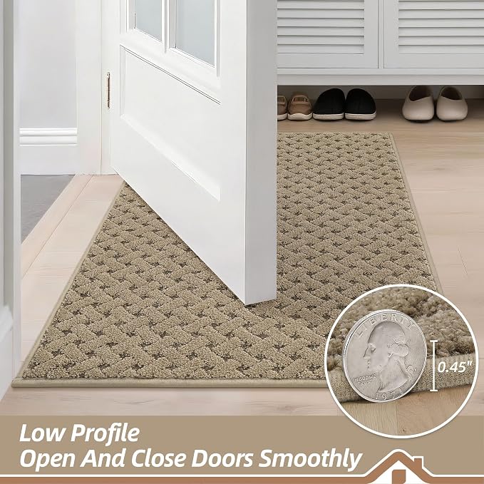 BEQHAUSE Dirt Trapper Door Mat Non-Slip Entryway Rugs Stain Resistant Absorbent Dog Doormats Woven-Look Washable Welcome Floor Doormat for Front Back Door, Dirty Wet Shoes & Paws, 24" x 36", Beige - Image 7
