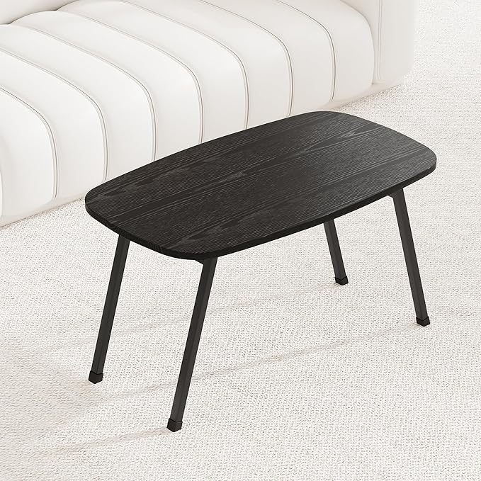 Foldable Coffee Table for Small Spaces,Small Coffee Table Folding,Rectangular Center Table for Living Room, Modern Floor Table,Mid Century Low Tables for Home, Office, Dorm,Easy Assembly,Black