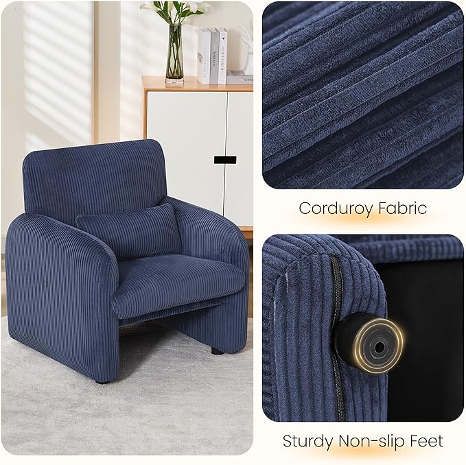 Morden Loveseat, Comfy Upholstered Corduroy Loveseat Sofa, 2-Seater Love Seat Couch for Living Room, Bedroom, Blue
