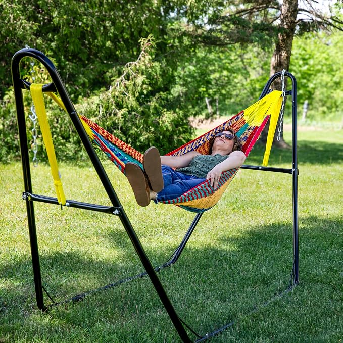 Sunnydaze Handwoven XXL Thick Cord Mayan Double Hammock for Outside - 625-Pound Capacity Heavy-Duty Outdoor Hammock - Multicolor - Image 9