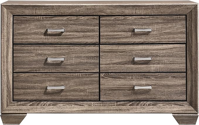 Coaster Home Furnishings Kauffman Transitional 4-Piece Bedroom Set Queen Size Panel Bed Frame 54-inch Headboard Washed Taupe 204191Q-S4