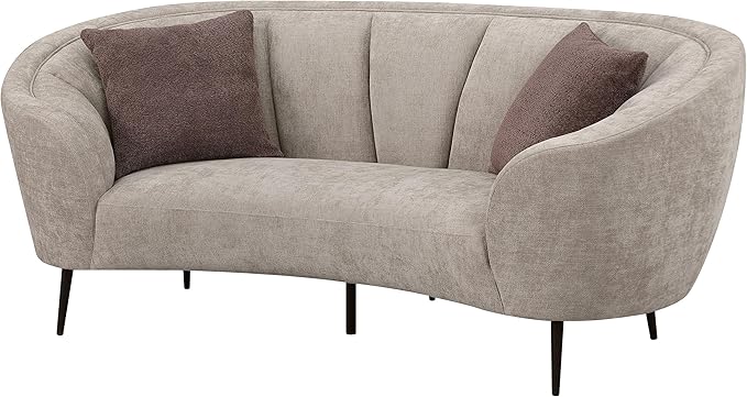 Coaster Home Furnishings - Ellorie - Wood - Upholstered Loveseat with Curved Channel Back, Accent Pillows and Tapered Legs - Living Room - Beige - 504838